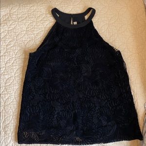 Black Loft velvet overlay tank